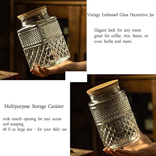 Prettidecor Large Glass Storage Jar, 2 Pack 60 FL OZ Glass Food Storage Containers with Bamboo Lid, Kitchen Containers Cereal Canisters Decorative Jar for Candy Snack Cookies Coffee Tea Nuts Airtight Glass Jars - Image 3