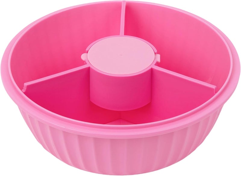 Yumbox وعاء سلطة يامبوكس مع غطاء على طراز وعاء بوك قابل للإزالة 3 أقسام فاصل 42 كوب سهل الفتح ثلاثي الأقفال كوب إضافي قابل للإزالة ومدمج وعاء ميكروويف بينتو غوافا بينك - Image 4