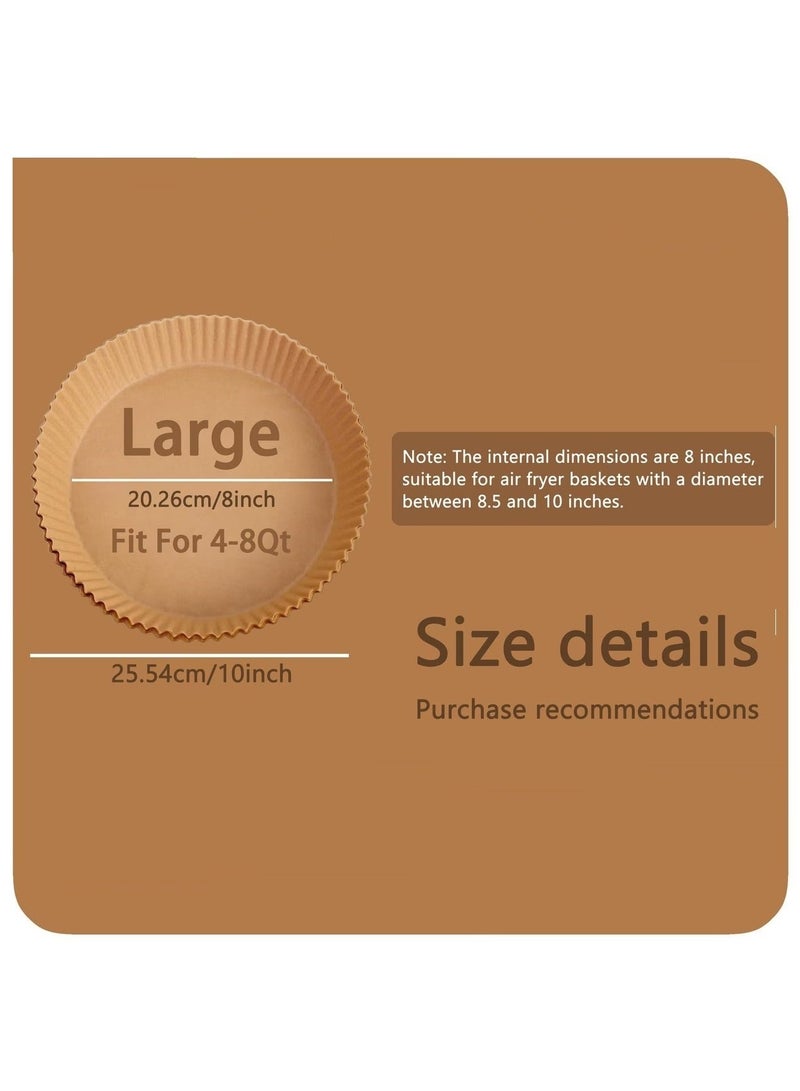 HIAS 100Pcs Air Fryer Disposable Paper Liner | Round Non-Stick Baking Parchment Paper – Waterproof & Heat-Resistant 20cm (7.9 Inch) for Air Fryer | Microwave, Oven | Roasting. - Image 2