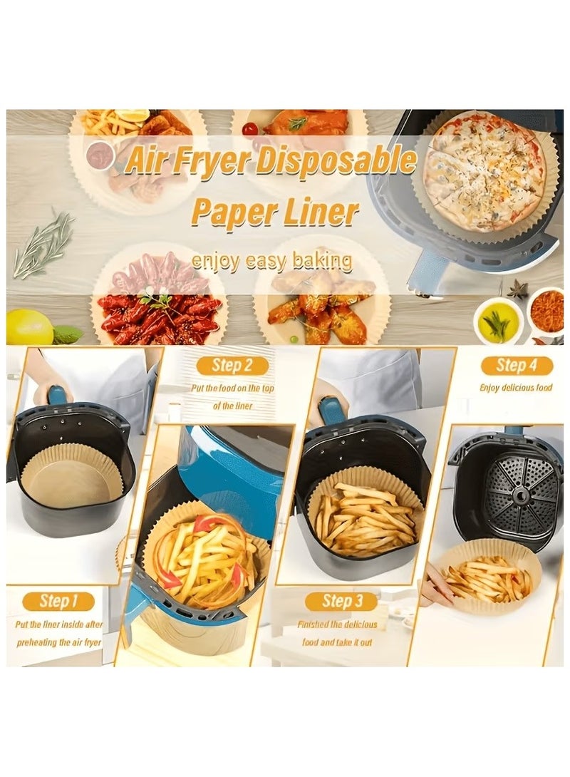 HIAS 100Pcs Air Fryer Disposable Paper Liner | Round Non-Stick Baking Parchment Paper – Waterproof & Heat-Resistant 20cm (7.9 Inch) for Air Fryer | Microwave, Oven | Roasting. - Image 4