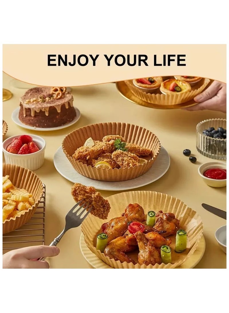 HIAS 100Pcs Air Fryer Disposable Paper Liner | Round Non-Stick Baking Parchment Paper – Waterproof & Heat-Resistant 20cm (7.9 Inch) for Air Fryer | Microwave, Oven | Roasting. - Image 3