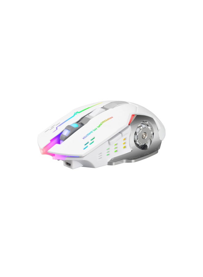 E-sports Hot Wheels Charging Wireless Mouse Mute Office Gaming Laptop Bluetooth Dual-mode Mouse-Color:Charging 2.4G Wireless White - Image 1