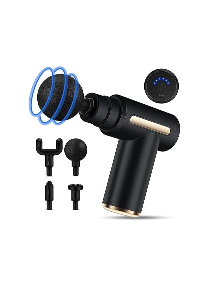 Generic Portable Handheld Massage Gun for Muscles – 35dB Ultra-Quiet, 6 Speeds, 4 Attachments, USB-C Charging, Battery Powered 