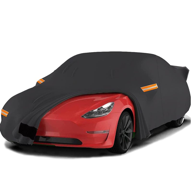 Big Ant Car CoverOutdoor 100 Waterproof Sedan Car Cover Custom Fit for Tesla Model YAll Weather Protection Car Covers with Ventilated Mesh Charging Port Driver Door ZipperBlack