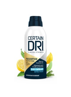 CERTAIN DRI Certain Dri Prescription Strength Clinical Antiperspirant Deodorant Dry Spray, Hyperhidrosis Treatment for Men & Women, Long-Lasting 72hr Protection, Whole Body Deodorant, Extra Fresh Scent, 4.2oz 