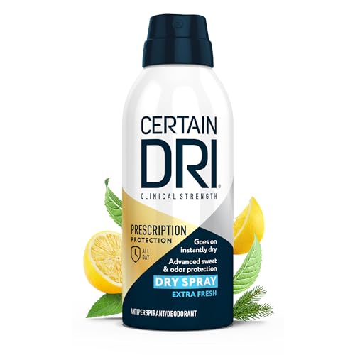 Certain Dri PrescriptionStrength Clinical Antiperspirant Dry Spray 72Hour Sweat Odor Protection for Excessive Sweating Hyperhidrosis ExtraFresh Scent for Men Women 42 oz - Image 1