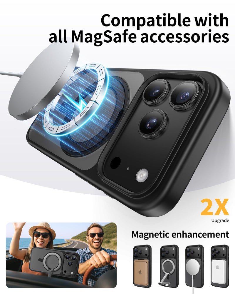 NIMASO for iPhone 17 Pro Case with Ring Stand 360°Rotatable, Compatible with MagSafe, Shockproof Military Grade Protection, Translucent Matte Back, Magnetic Kickstand Phone Case for iPhone 17 Pro - Image 4