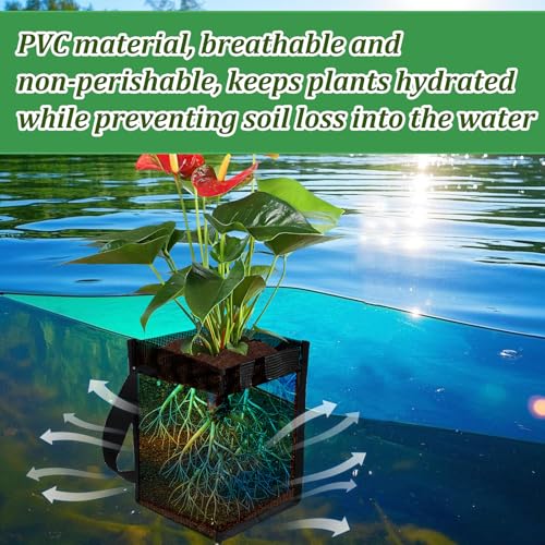 Emsiok 6PCS Mesh Aquatic Pond Plant Baskets, 1Gallon Pond Planting Bags Reusable Aquatics Planter Pot Water Lily Growing Container with Handles for Lotus Bog Plant Garden Terrestrial Plants, 5.9x5.9x7.9 Inch - Image 5