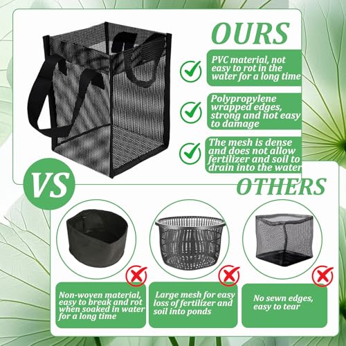 Emsiok 6PCS Mesh Aquatic Pond Plant Baskets, 1Gallon Pond Planting Bags Reusable Aquatics Planter Pot Water Lily Growing Container with Handles for Lotus Bog Plant Garden Terrestrial Plants, 5.9x5.9x7.9 Inch - Image 4