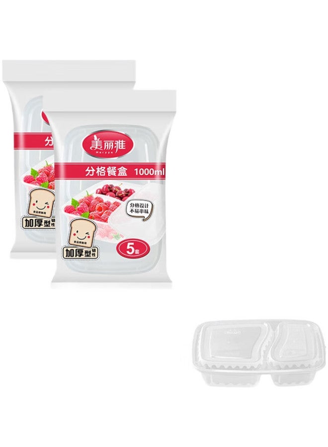 Maryya Disposable Bento Box With Two Compartments And Lids 1000Ml*10 Sets Food Grade Meal Prep Containers Microwave Safe Large Capacity - Image 3
