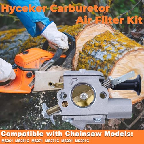 Hyceker MS271 Carburetor Tune Up Kit For Stihl MS261C MS261 MS271 Farm Boss MS291 Chainsaw, Fit Stihl MS271 Carburetor Kit Air Filter Maintenance Saw Parts, Replace for Zama Carb C1Q-S252 11411200600 - Image 2