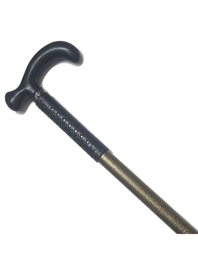 Men's Metal Body Cane with Plastic Handle, Brass - Image 2