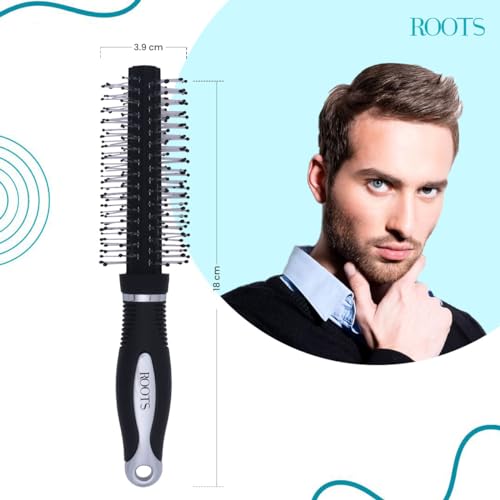 ROOTS Truglam Round Hair Brush | Round, Paddle & Vented Styles for All Styling Needs | Soft Tip Flexible Bristles | Quick Detangling | For Men & Women | Length - 7.08 Inch, Model No - 9511S - Image 4
