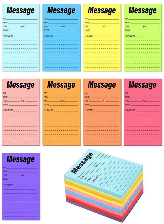 INKNOTE 9 Pcs Phone Message Sticky Notes Self Adhesive Message Book Phone Message pad Message Book Sticky for Home Office Work Call School Supplies (5.1 x 3.94inch Assorted Neon Colors) - Image 1