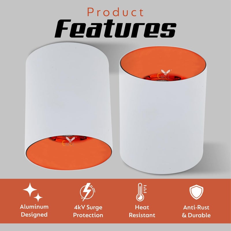 Errol Errol 12 Watt White Body Surface Cylinder Light Ceiling Mounted Spot Light Cylinder Light for Indoor Down Cob Light for BalconyRoomHallway ColorWarmwhite Pack of 5 - Image 4