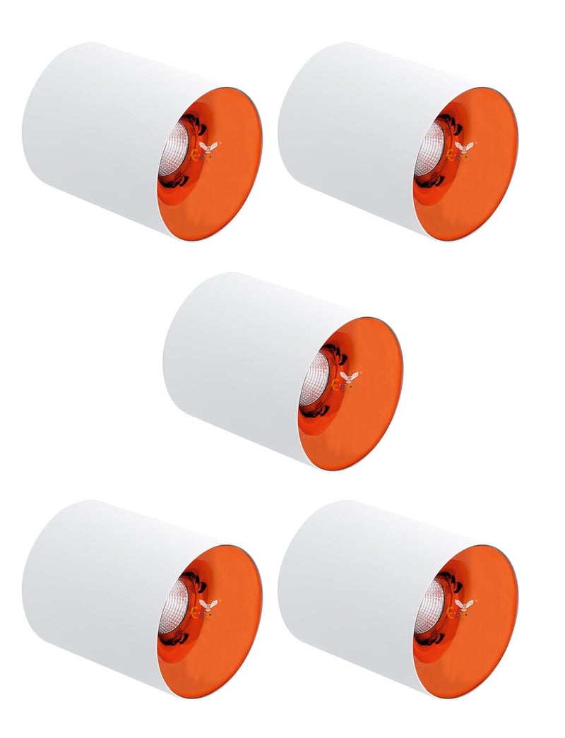 Errol Errol 12 Watt White Body Surface Cylinder Light Ceiling Mounted Spot Light Cylinder Light for Indoor Down Cob Light for BalconyRoomHallway ColorWarmwhite Pack of 5 - Image 1