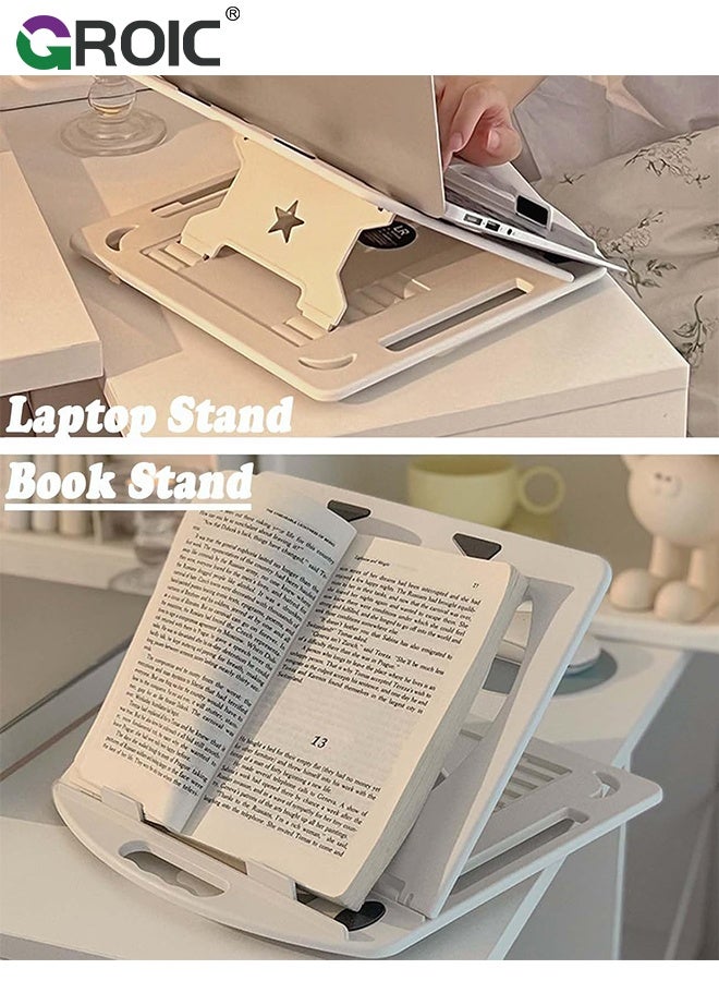 GROIC Adjustable Laptop Stand, Desktop Foldable Lift Portable Notebook Cooling Holder White Y Type with Mobile Phone Bracket, Folding Lifting Cooling Ventilation Chassis Rotation  - Image 5