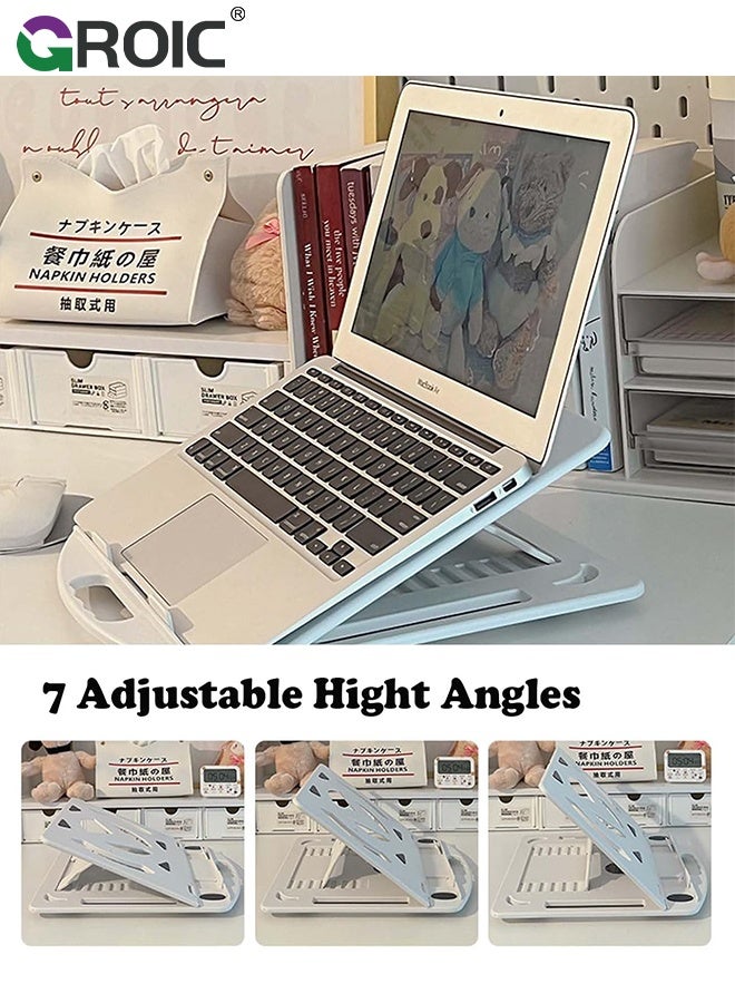 GROIC Adjustable Laptop Stand, Desktop Foldable Lift Portable Notebook Cooling Holder White Y Type with Mobile Phone Bracket, Folding Lifting Cooling Ventilation Chassis Rotation  - Image 2