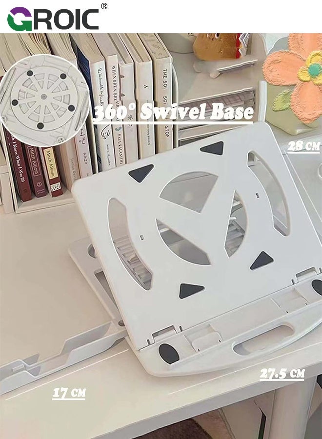 GROIC Adjustable Laptop Stand, Desktop Foldable Lift Portable Notebook Cooling Holder White Y Type with Mobile Phone Bracket, Folding Lifting Cooling Ventilation Chassis Rotation  - Image 3