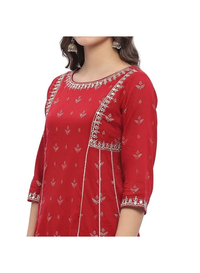 بيبا طقم كورتا قطني نسائي من بيبا مع بنطال وشال، مقاس 2XL - Image 3