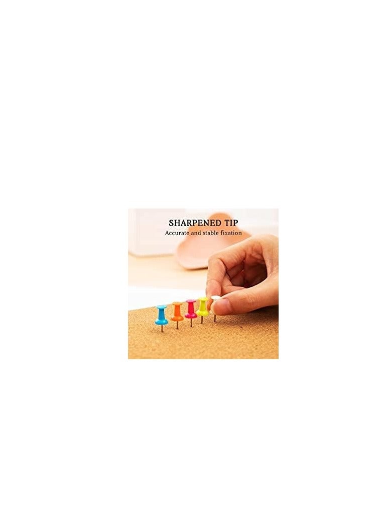 Deli Deli W0054 Color Push Pins, Multicolor (Pink, Orange, Blue, Lime, White), 100/Box, Pack of 3, Steel Pins (Set of 3, Multicolor)  - Image 2