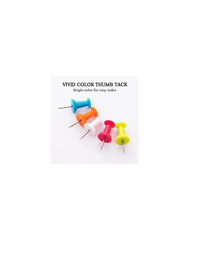 Deli Deli W0054 Color Push Pins, Multicolor (Pink, Orange, Blue, Lime, White), 100/Box, Pack of 3, Steel Pins (Set of 3, Multicolor)  - Image 3
