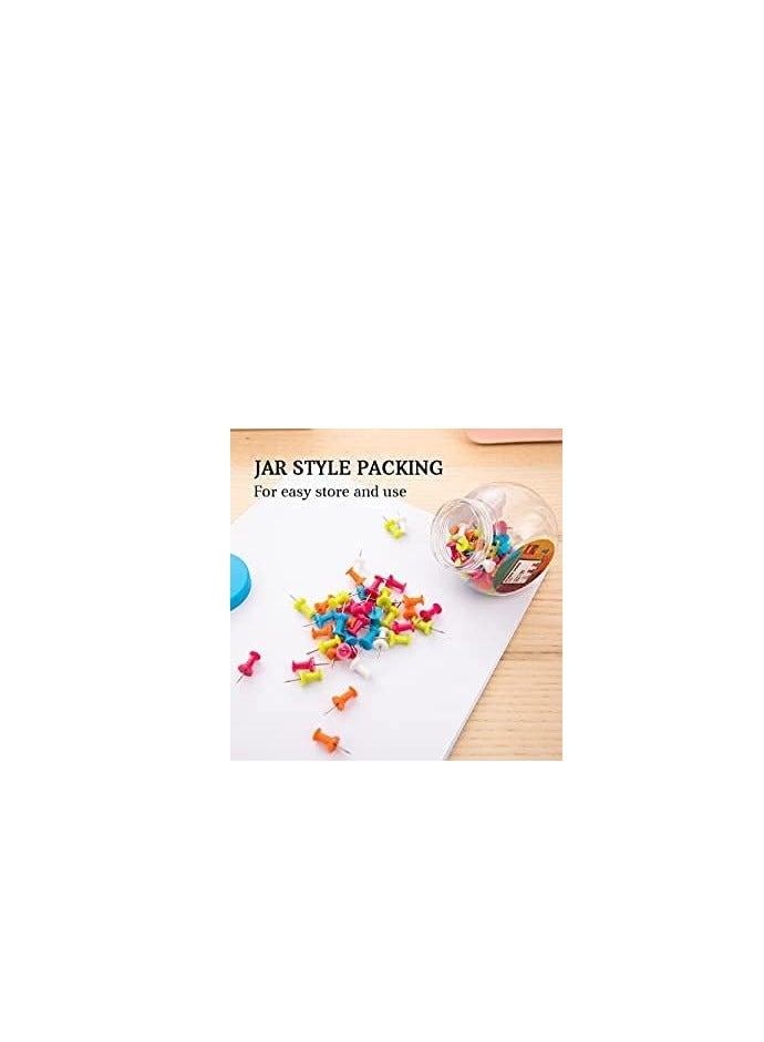 Deli Deli W0054 Color Push Pins, Multicolor (Pink, Orange, Blue, Lime, White), 100/Box, Pack of 3, Steel Pins (Set of 3, Multicolor)  - Image 4