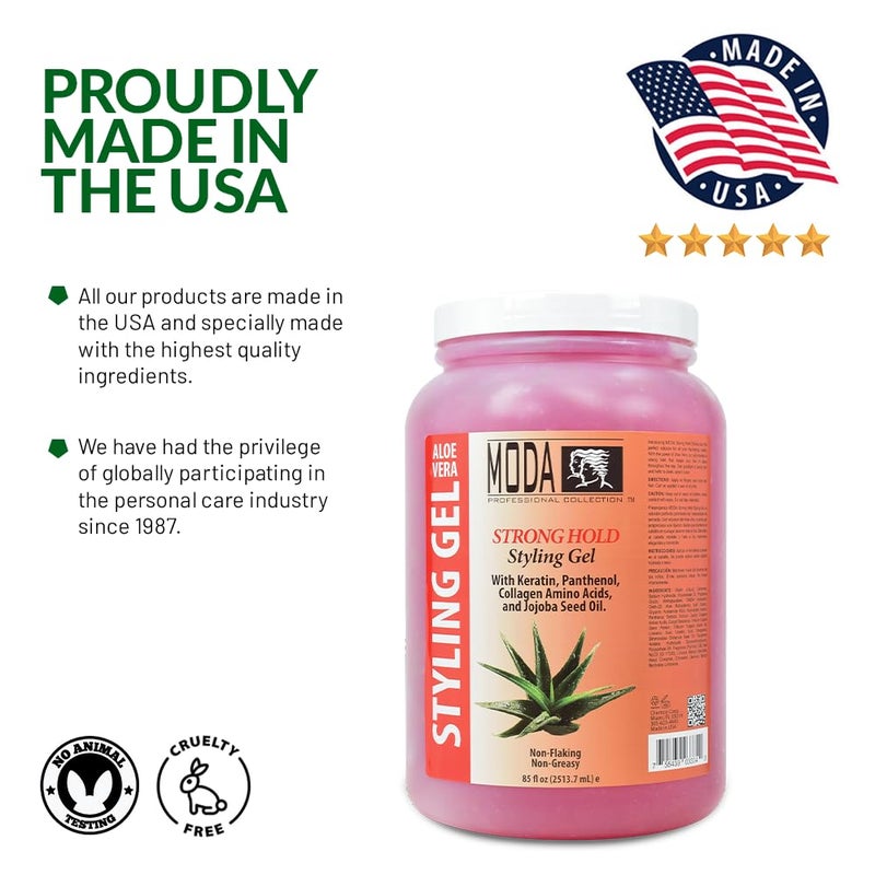MODA - Strong Hold Styling Hair Gel - Nourishes and Repairs with Glycerin, Keratin, Panthenol, Collagen, and Vitamin E - Maximum Hold, Long-Lasting for All Hair Types - 85 Oz - Image 4