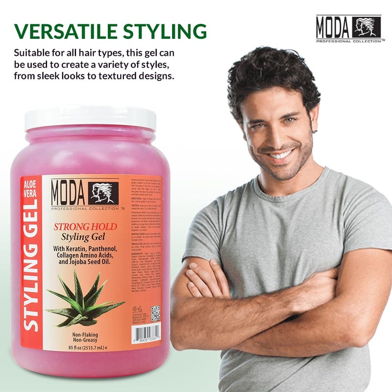 MODA - Strong Hold Styling Hair Gel - Nourishes and Repairs with Glycerin, Keratin, Panthenol, Collagen, and Vitamin E - Maximum Hold, Long-Lasting for All Hair Types - 85 Oz - Image 3