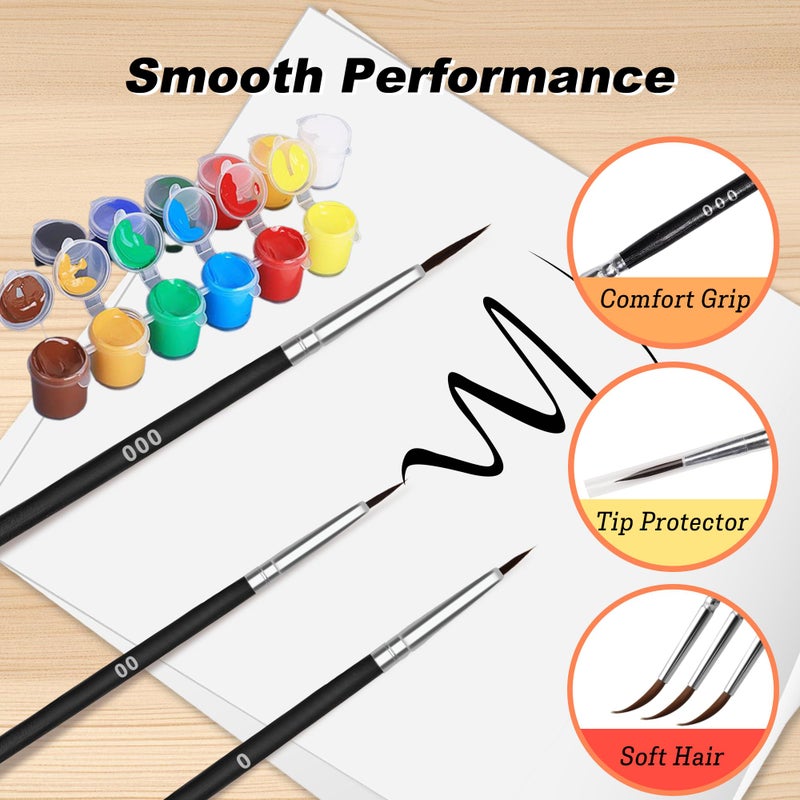 Bonison 30pcs Fine Detail Paint Brushes Set, Miniature Detail Brush Kit for Adults with Sizes #000#00#0 for Acrylic, Watercolor, Oil, Model Painting, Crafts, Rock Painting & DIY Art - Image 3
