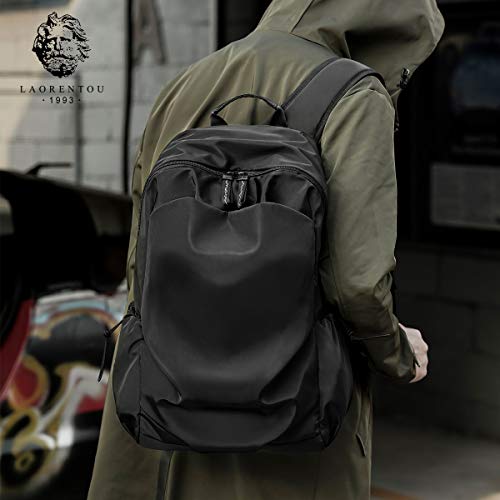 LAORENTOU Men's Laptop Backpacks Canvas Backpack for Men Women Travel Backpack Bookbag Lightweight (Black 1) - Image 5