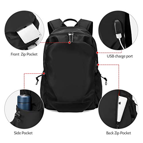 LAORENTOU Men's Laptop Backpacks Canvas Backpack for Men Women Travel Backpack Bookbag Lightweight (Black 1) - Image 3