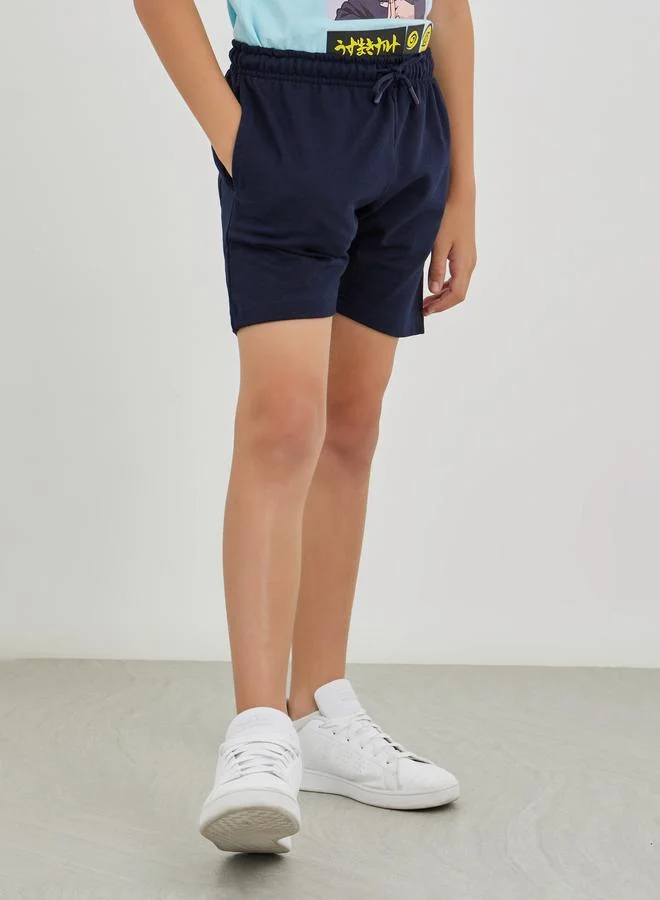 ستايلي Styli Boys School Uniform Solid Shorts with Drawstring