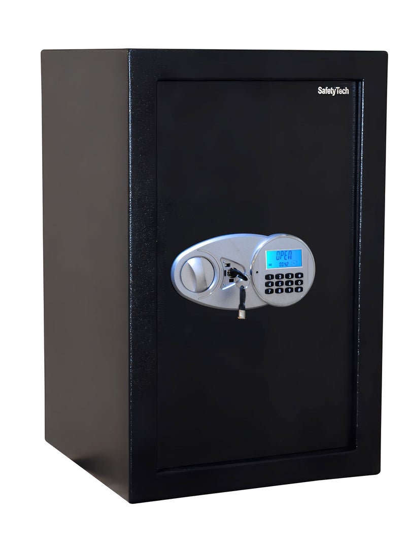 سيفتي تيك خزنة بشاشة رقمية ديجيتال مع مفتاح ماستر للطوارئ و مساحة تخزين ثلاثية مقاس:-(60 سم إرتفاع) _ (38 سم عرض) _ (38 سم عمق) - من سيفتى تك مع خاصية الأنذار المبكر و2 رقم سرى  GN 60 EID3 - Image 1