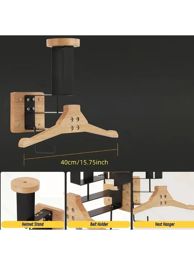 Walnut Motorcycle Hanger Sturdy Bearing Wall Hook For Helmets Hats Jackets Garage Storage Rack - Image 3