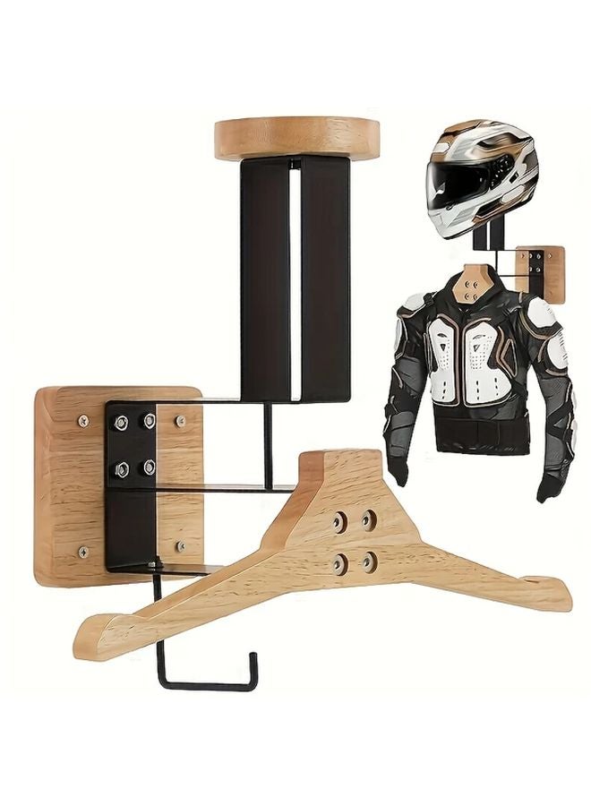 Walnut Motorcycle Hanger Sturdy Bearing Wall Hook For Helmets Hats Jackets Garage Storage Rack - Image 2