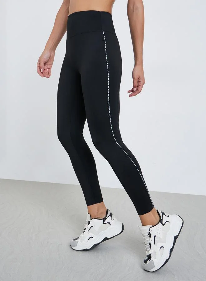 Styli Active Contrast Single Line Side Piping Leggings