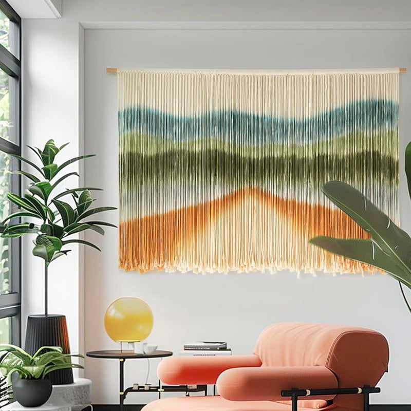 IOWER Macrame Wall Hanging Dip Dye Chic Home Decor Boho Wall Decor Yarn Wall Art for Kids Room Bedroom Living Room Background 144.8 x 88.9 cm (W x L) - Image 3