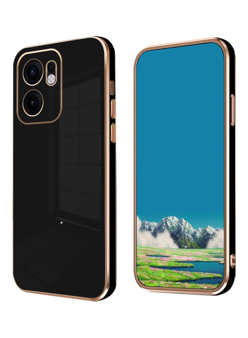 Compatible with OPPO Reno 13F cover, smooth veneer gold plated chrome, black Thin and smooth shock-proof full protection OPPO Reno 13F case -black  - Image 1