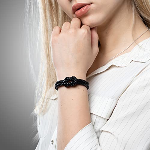 SERASAR Pulsera de cuero negro 16 cm para mujer, genuino con caja regalo, lazo, joyería, pulseras brazalete novia, hermana, hija, pareja, regalos - Image 5