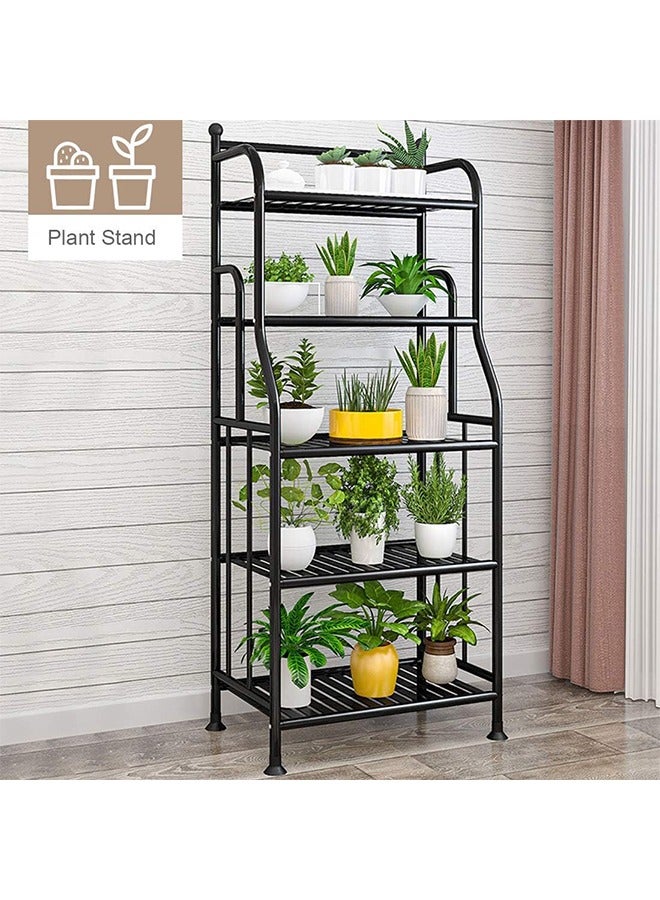 سولاكان وحدة رفوف، رف خباز، أرفف تخزين معدنية، منظم رفوف للغسيل، وحدة رفوف قائمة للمطبخ والحمام والمخزن والخزانة، مناسبة للاستخدام الداخلي والخارجي (5 طوابق، أسود) - Image 3