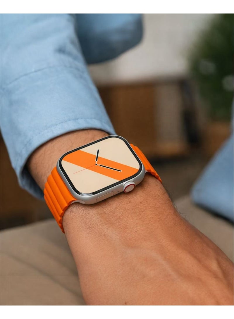 سوار سيليكون مغناطيسي بلونين متوافق مع Apple Watch بمقاسات 38/40/41/42 مم للموديلات ذات الحجم الصغير، حزام سيليكون ناعم بإغلاق مغناطيسي آمن، مناسب لـ Series 1–10 و SE - Image 3