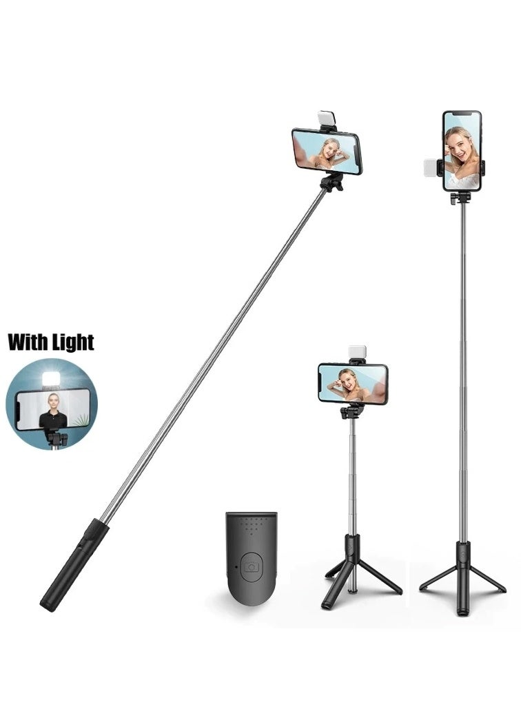 MAOGEDA Selfie Tripod with Light, Mobile Phone Holder Lightweight Tripod with Detachable Bluetooth Wireless Remote Phone Holder, Also Suitable for Tiktok Vlog Youtuber Video Recording - Image 1