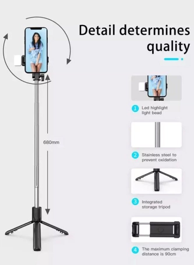 MAOGEDA Selfie Tripod with Light, Mobile Phone Holder Lightweight Tripod with Detachable Bluetooth Wireless Remote Phone Holder, Also Suitable for Tiktok Vlog Youtuber Video Recording - Image 2
