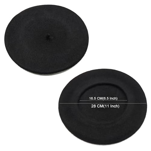 Sydbecs Wool Beret Hats for Women Ladies Girls, French Barret Hat Solid Color Style (Black) - Image 5