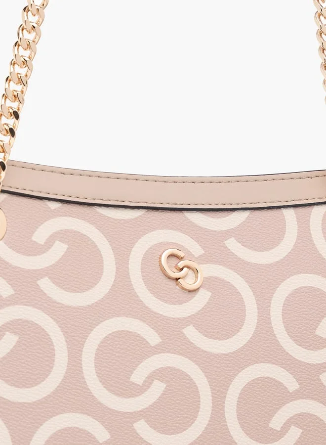 Celeste Womens Monogram Print Tote Bag With Handles And Zip Closure