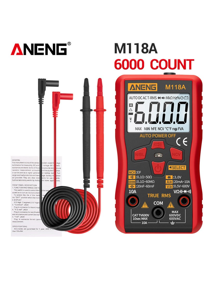 ANENG M118A Auto Ranging Digital Multimeter High-Accuracy TRMS 6000 Counts Voltage Current Ohm Capacitance Diode Multi Tester - Image 1