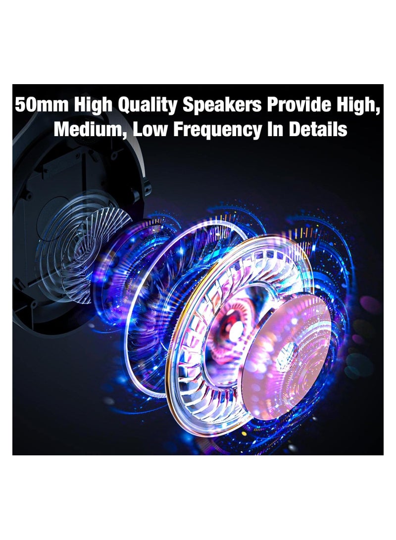 onikuma Wired Gaming Headsets RGB LED Headphones w/Mic for PS5/PS4 Black Silver - Image 3