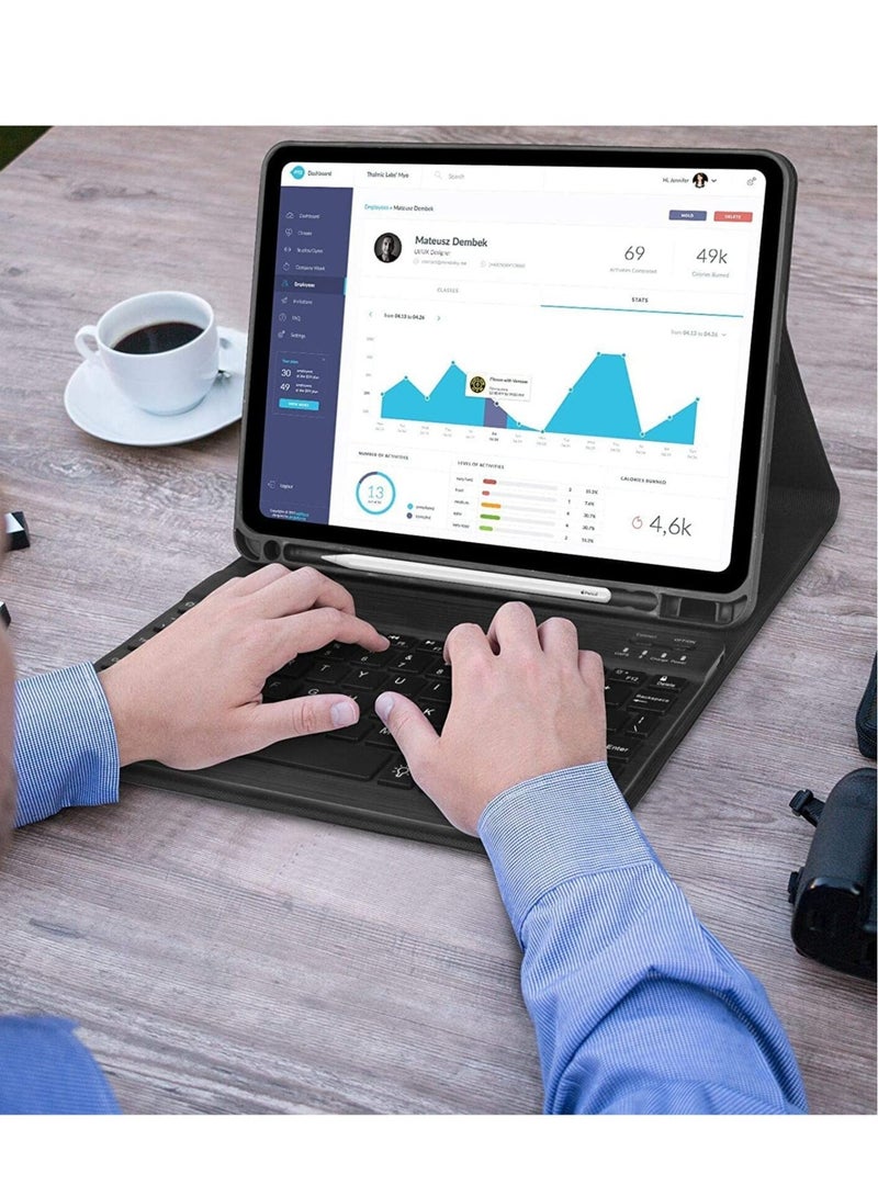 ELTRAZONE Keyboard Case for iPad Air 4th Generation 10.9 2020 with Pencil Holder,PU Leather Auto Wake/Sleep Smart Cover with BT Detachable Keyboard,Compatible with iPad 10.9 inch/Pro 11 inch -Black - Image 3