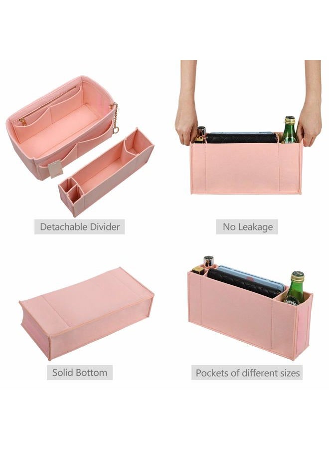 ZTUJO Purse Organizer Insert, Felt Purse Organizer with Zipper and Sewn Bottom Insert, Fit Speedy Neverfull Graceful,6 Sizes (Large, Brush Pink) - Image 2